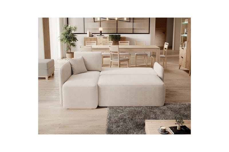 Hörnsoffa Eltap Hadson 206x150x89 cm - Jarell 18, Ljusbeige, Vänster - Möbler - Vardagsrum - Bäddsoffor - Bäddsoffa divan