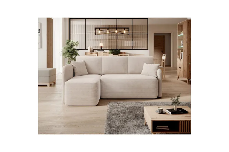 Hörnsoffa Eltap Hadson 206x150x89 cm - Jarell 18, Ljusbeige, Vänster - Möbler - Vardagsrum - Bäddsoffor - Bäddsoffa divan