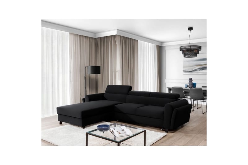 Hörnsoffa Eltap Mariall 288x200x92 cm - Mat Sammet 99, Blå, Vänster - Möbler - Vardagsrum - Bäddsoffor - Bäddsoffa divan