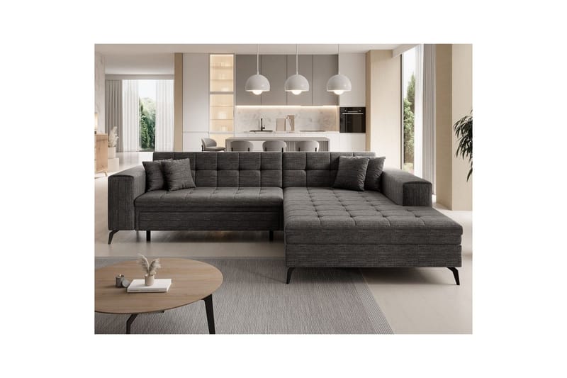 Hörnsoffa Eltap Solange 292x196x84 cm - Berlin 01, Grå, Höger - Möbler - Vardagsrum - Bäddsoffor - Bäddsoffa divan
