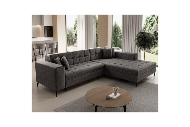 Hörnsoffa Eltap Solange 292x196x84 cm - Berlin 01, Grå, Höger - Möbler - Vardagsrum - Bäddsoffor - Bäddsoffa divan