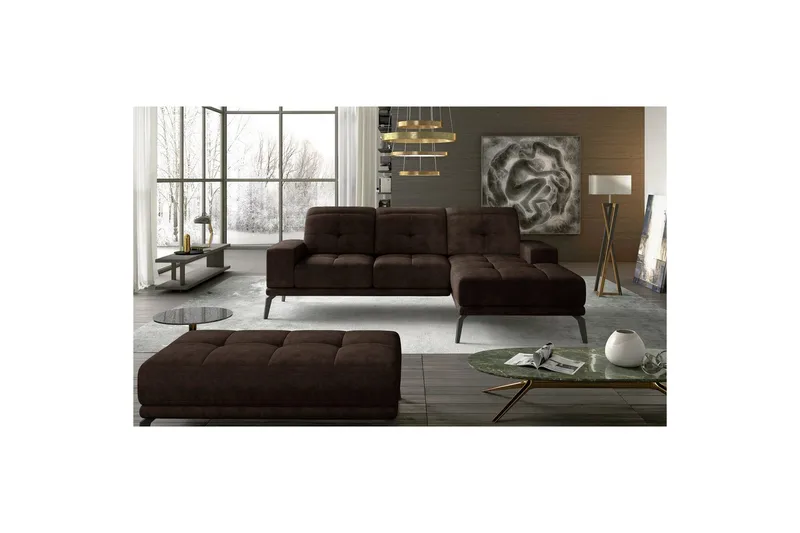 Hörnsoffa Eltap Torrense 265x175x98 cm, Dora 28, Brun, Höger