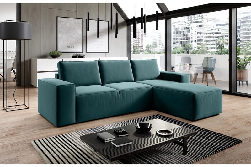 Kamli Bäddsoffa m. Divan med Förvaring - Blå - Möbler - Vardagsrum - Bäddsoffor - Bäddsoffa divan