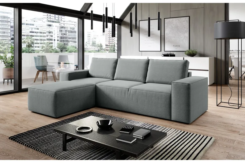 Kamli Bäddsoffa m. Divan med Förvaring - Grå - Möbler - Vardagsrum - Bäddsoffor - Bäddsoffa divan