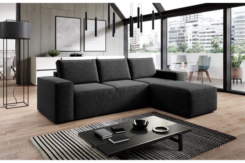 Kamli Bäddsoffa m. Divan med Förvaring - Svart - Möbler - Vardagsrum - Bäddsoffor - Bäddsoffa divan