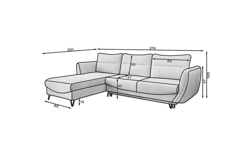 Lence Bäddsoffa m. Divan Förvaring - Svart - Möbler - Vardagsrum - Bäddsoffor - Bäddsoffa divan