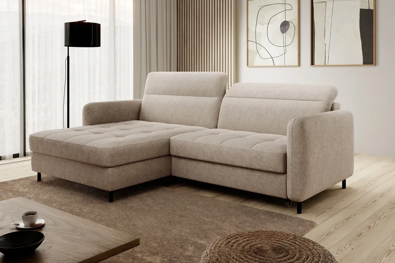 Manoti 3-sits Bäddsoffa m. Divan med Förvaring - Beige - Möbler - Vardagsrum - Bäddsoffor - Bäddsoffa divan