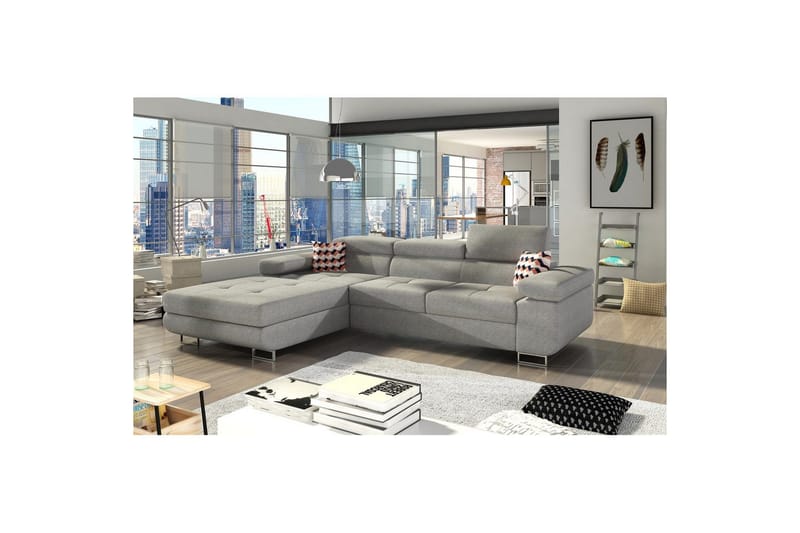 Sektionssoffa Eltap Armando 289x85x203 cm - Gusto 88, Zigzag 60, Grå, Mönster, Vänster - Möbler - Vardagsrum - Bäddsoffor - Bäddsoffa divan