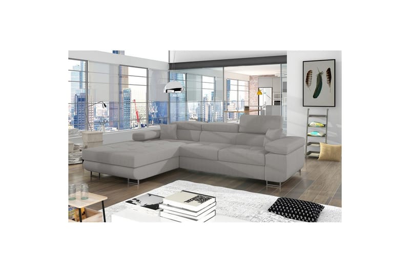 Sektionssoffa Eltap Armando 289x85x203 cm - Jarell 03, Ljusgrå, Vänster - Möbler - Vardagsrum - Bäddsoffor - Bäddsoffa divan