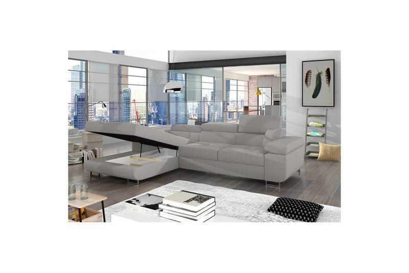 Sektionssoffa Eltap Armando 289x85x203 cm - Jarell 03, Ljusgrå, Vänster - Möbler - Vardagsrum - Bäddsoffor - Bäddsoffa divan
