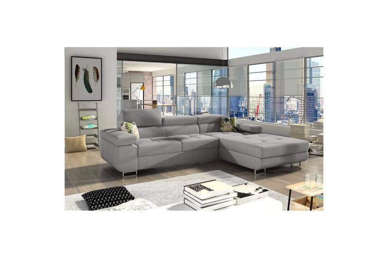 Sektionssoffa Eltap Armando 289x85x203 cm - Överdrag 83, Djungel 37, Grå, Mönster, Höger - Möbler - Vardagsrum - Bäddsoffor - Bäddsoffa divan
