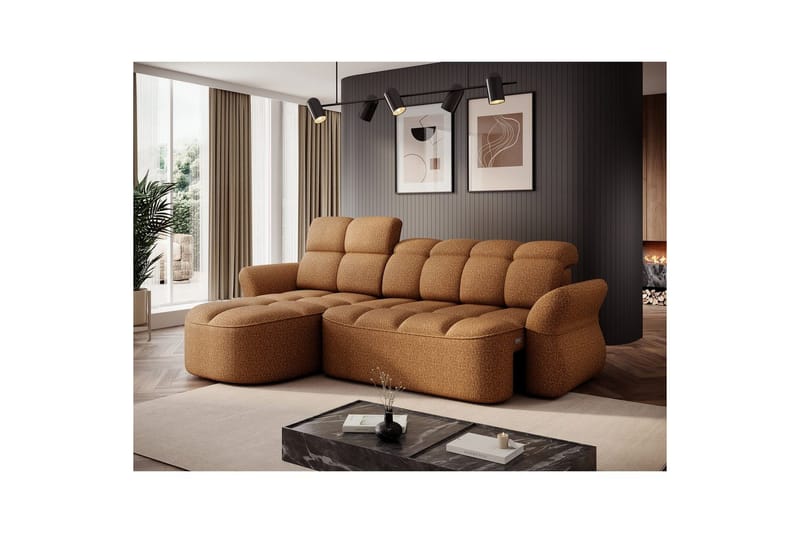Sektionssoffa Eltap Beneth 301x115x185 cm - Breona 45, Gul, Vänster - Möbler - Vardagsrum - Bäddsoffor - Bäddsoffa divan