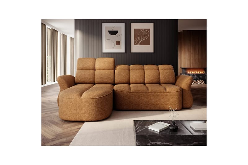 Sektionssoffa Eltap Beneth 301x115x185 cm - Breona 45, Gul, Vänster - Möbler - Vardagsrum - Bäddsoffor - Bäddsoffa divan