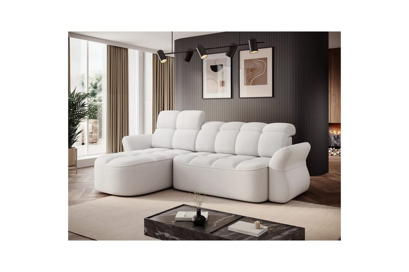 Sektionssoffa Eltap Beneth 301x115x185 cm - Paolli 01 Vit, Vänster - Möbler - Vardagsrum - Bäddsoffor - Bäddsoffa divan