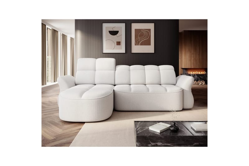 Sektionssoffa Eltap Beneth 301x115x185 cm - Paolli 01 Vit, Vänster - Möbler - Vardagsrum - Bäddsoffor - Bäddsoffa divan