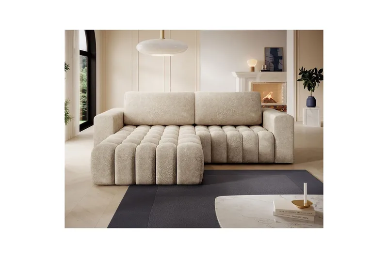 Sektionssoffa Eltap Bonett 250x175x92 cm - Dora 21 Beige, Vänster - Möbler - Vardagsrum - Bäddsoffor - Bäddsoffa divan