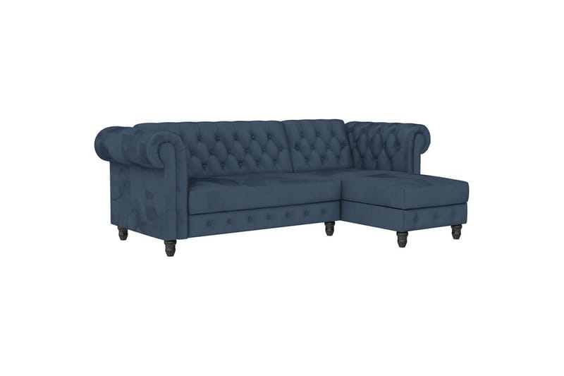 Bäddsoffa Felix 241x154x83 cm, Blå, Sammet/Trä/Metall - 241x154x83 cm, Blå, Sammet/Trä/Metall - Möbler - Vardagsrum - Bäddsoffor