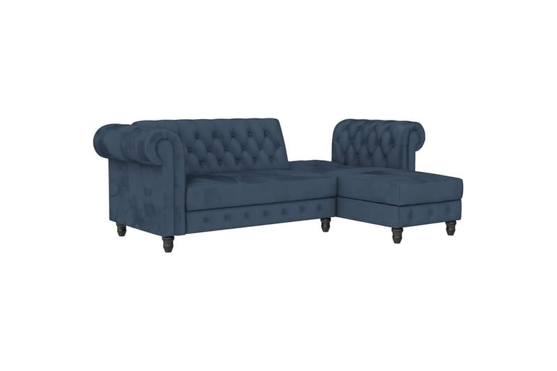 Bäddsoffa Felix 241x154x83 cm, Blå, Sammet/Trä/Metall - 241x154x83 cm, Blå, Sammet/Trä/Metall - Möbler - Vardagsrum - Bäddsoffor