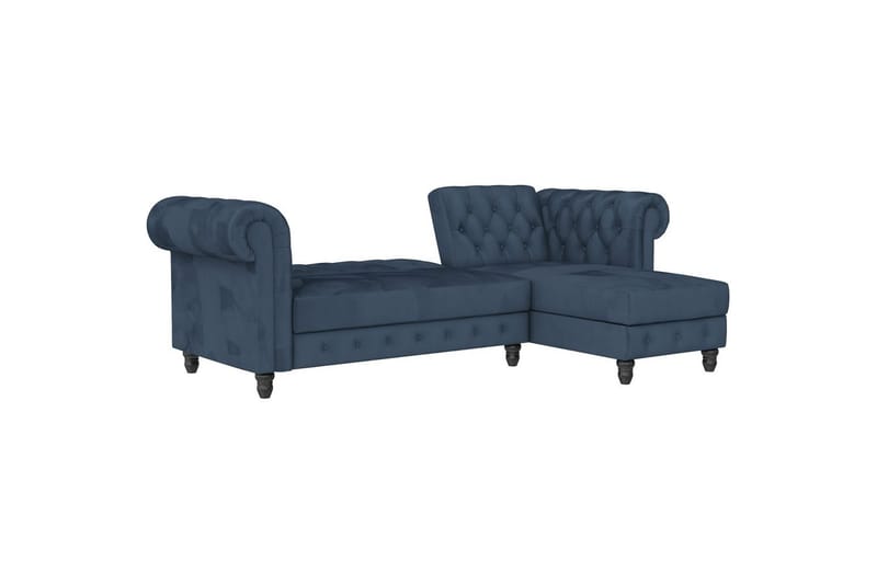 Bäddsoffa Felix 241x154x83 cm, Blå, Sammet/Trä/Metall - 241x154x83 cm, Blå, Sammet/Trä/Metall - Möbler - Vardagsrum - Bäddsoffor