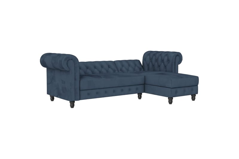 Bäddsoffa Felix 241x154x83 cm, Blå, Sammet/Trä/Metall - 241x154x83 cm, Blå, Sammet/Trä/Metall - Möbler - Vardagsrum - Bäddsoffor
