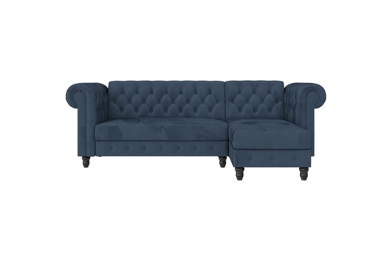 Bäddsoffa Felix 241x154x83 cm, Blå, Sammet/Trä/Metall - 241x154x83 cm, Blå, Sammet/Trä/Metall - Möbler - Vardagsrum - Bäddsoffor