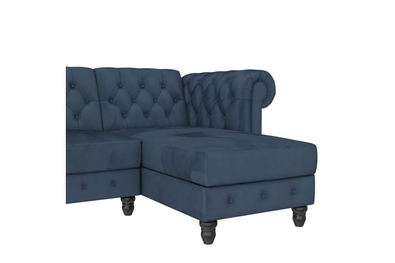 Bäddsoffa Felix 241x154x83 cm, Blå, Sammet/Trä/Metall - 241x154x83 cm, Blå, Sammet/Trä/Metall - Möbler - Vardagsrum - Bäddsoffor