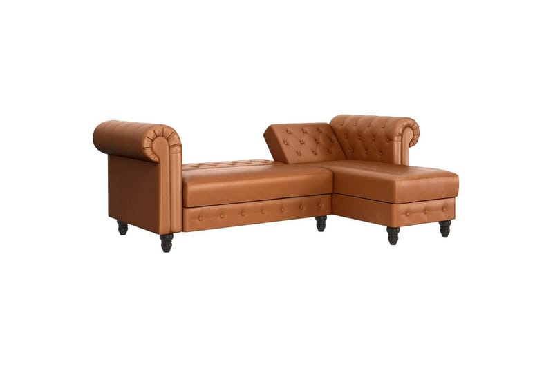 Bäddsoffa Felix 241x154x83 cm, Cognac, PU/trä/metall - 241x154x83 cm, Cognac, PU/trä/metall - Möbler - Vardagsrum - Bäddsoffor