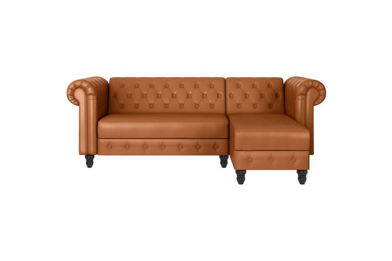 Bäddsoffa Felix 241x154x83 cm, Cognac, PU/trä/metall - 241x154x83 cm, Cognac, PU/trä/metall - Möbler - Vardagsrum - Bäddsoffor