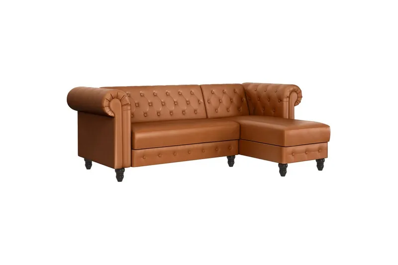 Bäddsoffa Felix 241x154x83 cm, Cognac, PU/trä/metall, 241x154x83 cm, Cognac, PU/trä/metall