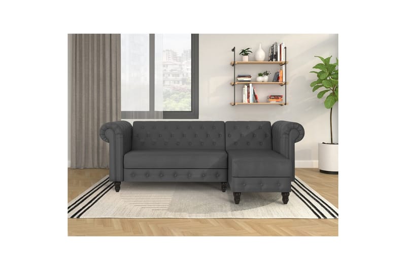 Bäddsoffa Felix 241x154x83 cm, Grå, PU/trä/metall - 241x154x83 cm, Grå, PU/trä/metall - Möbler - Vardagsrum - Bäddsoffor