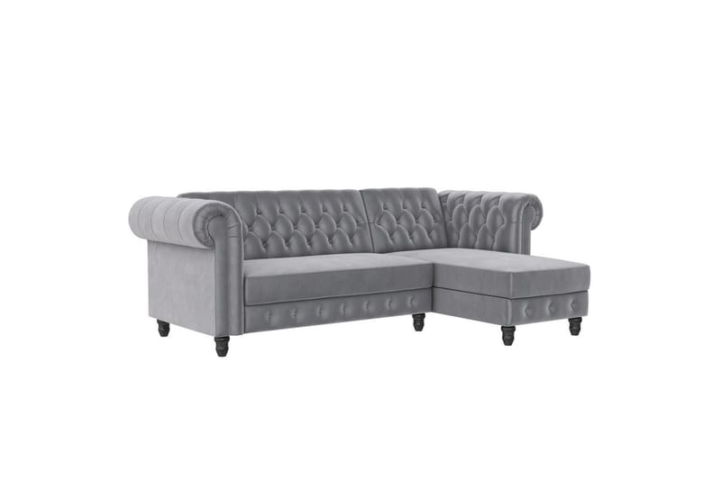 Bäddsoffa Felix 241x154x83 cm, Ljusgrå, Sammet - 241x154x83 cm, Ljusgrå, Sammet - Möbler - Vardagsrum - Bäddsoffor