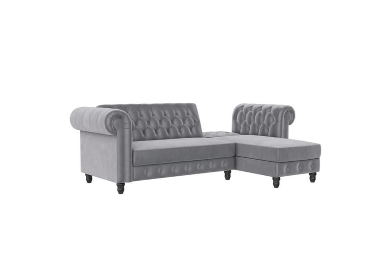 Bäddsoffa Felix 241x154x83 cm, Ljusgrå, Sammet - 241x154x83 cm, Ljusgrå, Sammet - Möbler - Vardagsrum - Bäddsoffor