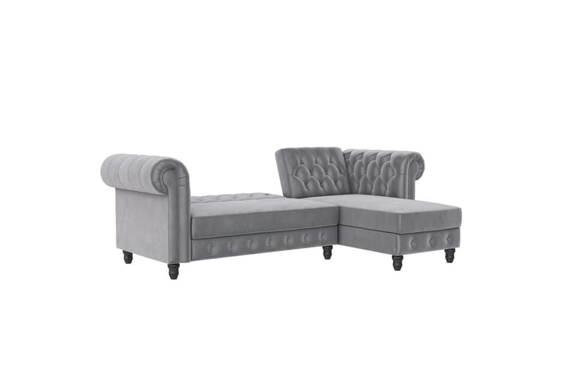 Bäddsoffa Felix 241x154x83 cm, Ljusgrå, Sammet - 241x154x83 cm, Ljusgrå, Sammet - Möbler - Vardagsrum - Bäddsoffor