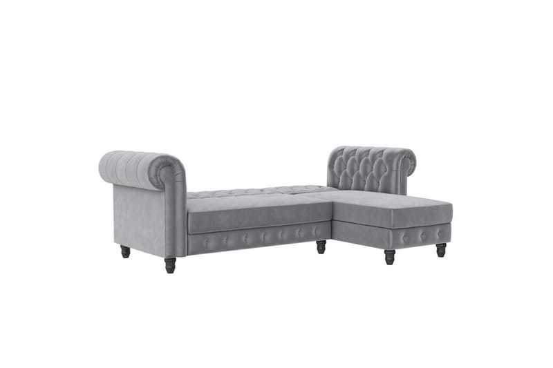 Bäddsoffa Felix 241x154x83 cm, Ljusgrå, Sammet - 241x154x83 cm, Ljusgrå, Sammet - Möbler - Vardagsrum - Bäddsoffor