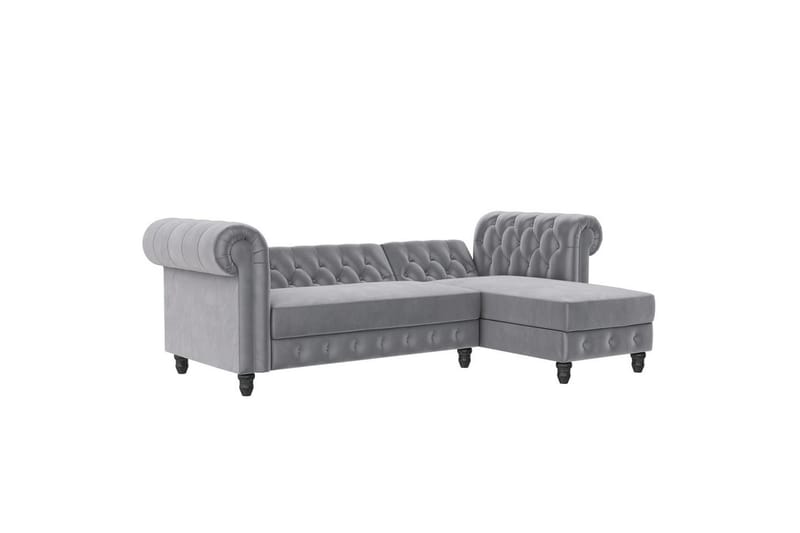 Bäddsoffa Felix 241x154x83 cm, Ljusgrå, Sammet - 241x154x83 cm, Ljusgrå, Sammet - Möbler - Vardagsrum - Bäddsoffor