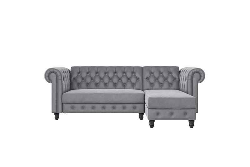 Bäddsoffa Felix 241x154x83 cm, Ljusgrå, Sammet - 241x154x83 cm, Ljusgrå, Sammet - Möbler - Vardagsrum - Bäddsoffor