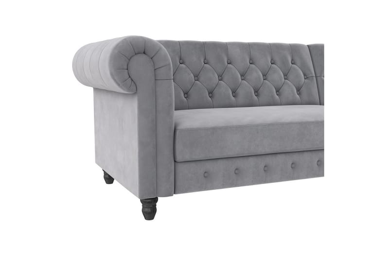 Bäddsoffa Felix 241x154x83 cm, Ljusgrå, Sammet - 241x154x83 cm, Ljusgrå, Sammet - Möbler - Vardagsrum - Bäddsoffor