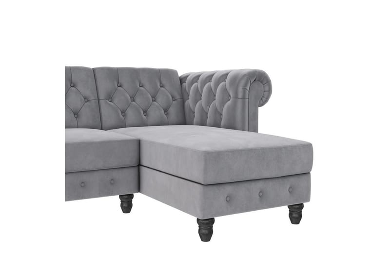 Bäddsoffa Felix 241x154x83 cm, Ljusgrå, Sammet - 241x154x83 cm, Ljusgrå, Sammet - Möbler - Vardagsrum - Bäddsoffor