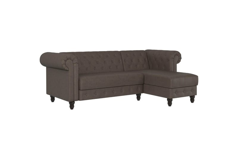 Bäddsoffa Felix 241x154x83 cm, Mörkbrun, Mikrofiber/Trä/Metall - 241x154x83 cm, Mörkbrun, Mikrofiber/Trä/Metall - Möbler - Vardagsrum - Bäddsoffor