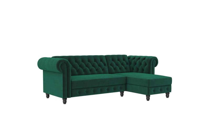 Bäddsoffa Felix 241x154x83 cm, Mörkgrön, Sammet - 241x154x83 cm, Mörkgrön, Sammet - Möbler - Vardagsrum - Bäddsoffor