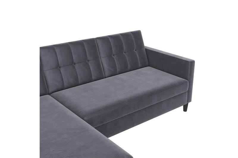 Bäddsoffa Hartford 213x153x82 cm, Antracit, Sammet - 213x153x82 cm, Antracit, Sammet - Möbler - Vardagsrum - Bäddsoffor