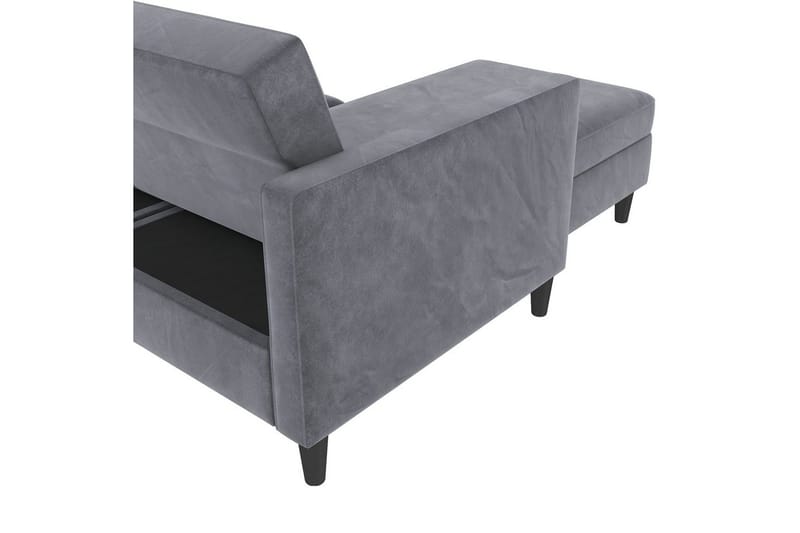 Bäddsoffa Hartford 213x153x82 cm, Antracit, Sammet - 213x153x82 cm, Antracit, Sammet - Möbler - Vardagsrum - Bäddsoffor
