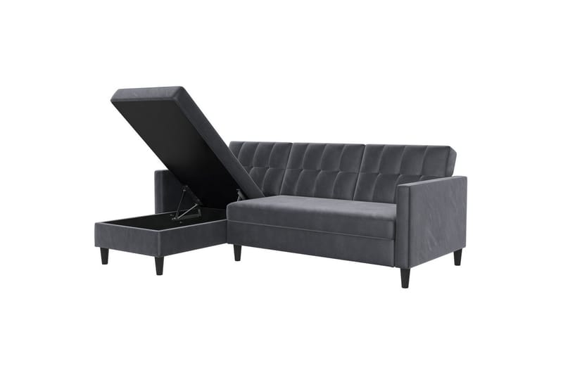 Bäddsoffa Hartford 213x153x82 cm, Antracit, Sammet - 213x153x82 cm, Antracit, Sammet - Möbler - Vardagsrum - Bäddsoffor