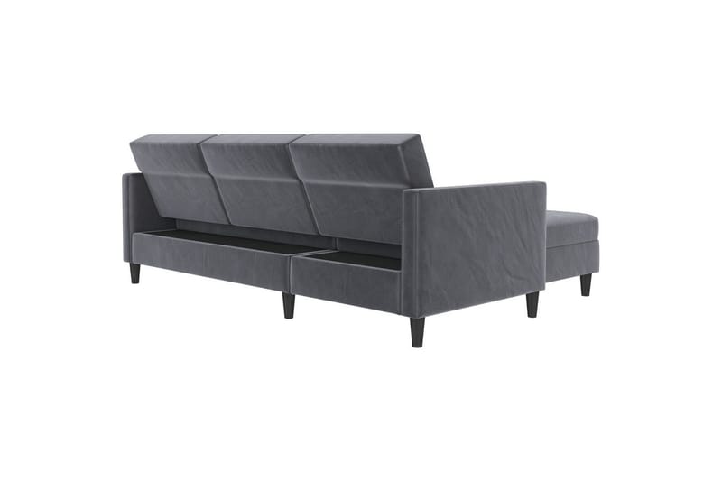 Bäddsoffa Hartford 213x153x82 cm, Antracit, Sammet - 213x153x82 cm, Antracit, Sammet - Möbler - Vardagsrum - Bäddsoffor