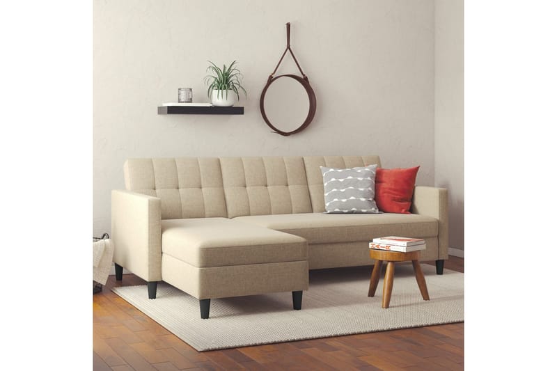 Bäddsoffa Hartford 213x153x82 cm, Cappuccino, Linnetyg Utseende (100% Polyester - 213x153x82 cm, Cappuccino, Linnetyg Utseende (100% Polyester - Möbler - Vardagsrum - Bäddsoffor