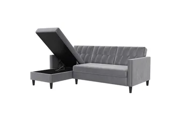 Bäddsoffa Hartford 213x153x82 cm, Grå, Sammet - 213x153x82 cm, Grå, Sammet - Möbler - Vardagsrum - Bäddsoffor