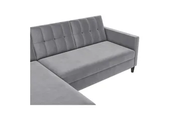 Bäddsoffa Hartford 213x153x82 cm, Grå, Sammet - 213x153x82 cm, Grå, Sammet - Möbler - Vardagsrum - Bäddsoffor