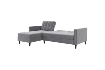Bäddsoffa Hartford 213x153x82 cm, Grå, Sammet - 213x153x82 cm, Grå, Sammet - Möbler - Vardagsrum - Bäddsoffor