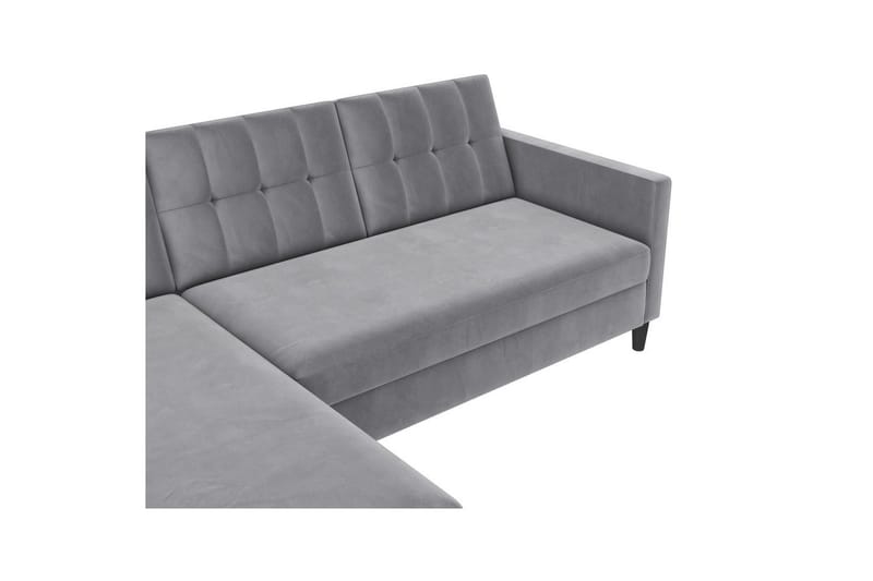 Bäddsoffa Hartford 213x153x82 cm, Grå, Sammet - 213x153x82 cm, Grå, Sammet - Möbler - Vardagsrum - Bäddsoffor