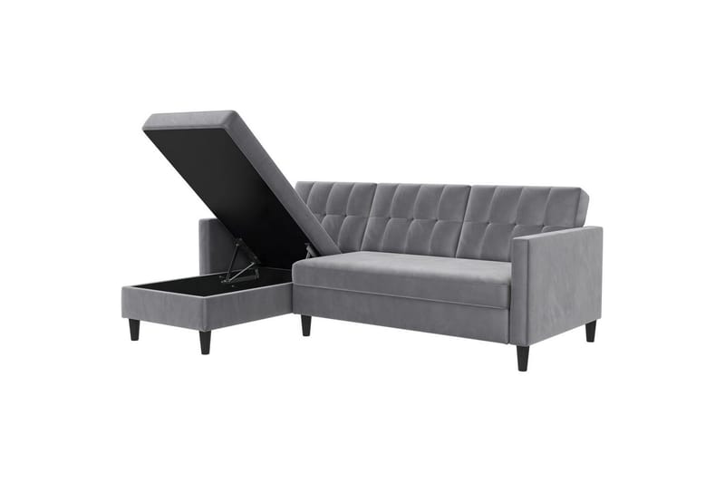 Bäddsoffa Hartford 213x153x82 cm, Grå, Sammet - 213x153x82 cm, Grå, Sammet - Möbler - Vardagsrum - Bäddsoffor